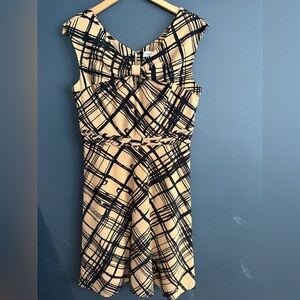 Calvin Klein Black and Tan Midi Dress